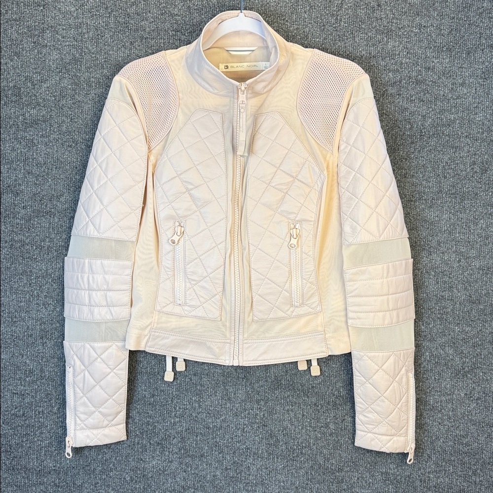 Blanc Noir Leather Pale Pink Jacket Moto Jacket Women’s Large NWOT Gorgeous!